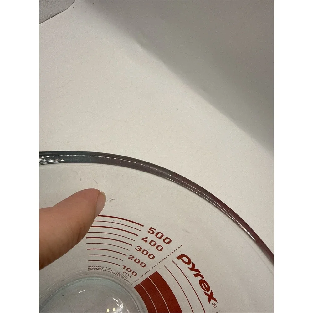 Vintage Pyrex Red Reverse Read 2 Cup Measuring Cup Made in USA Red Lettering